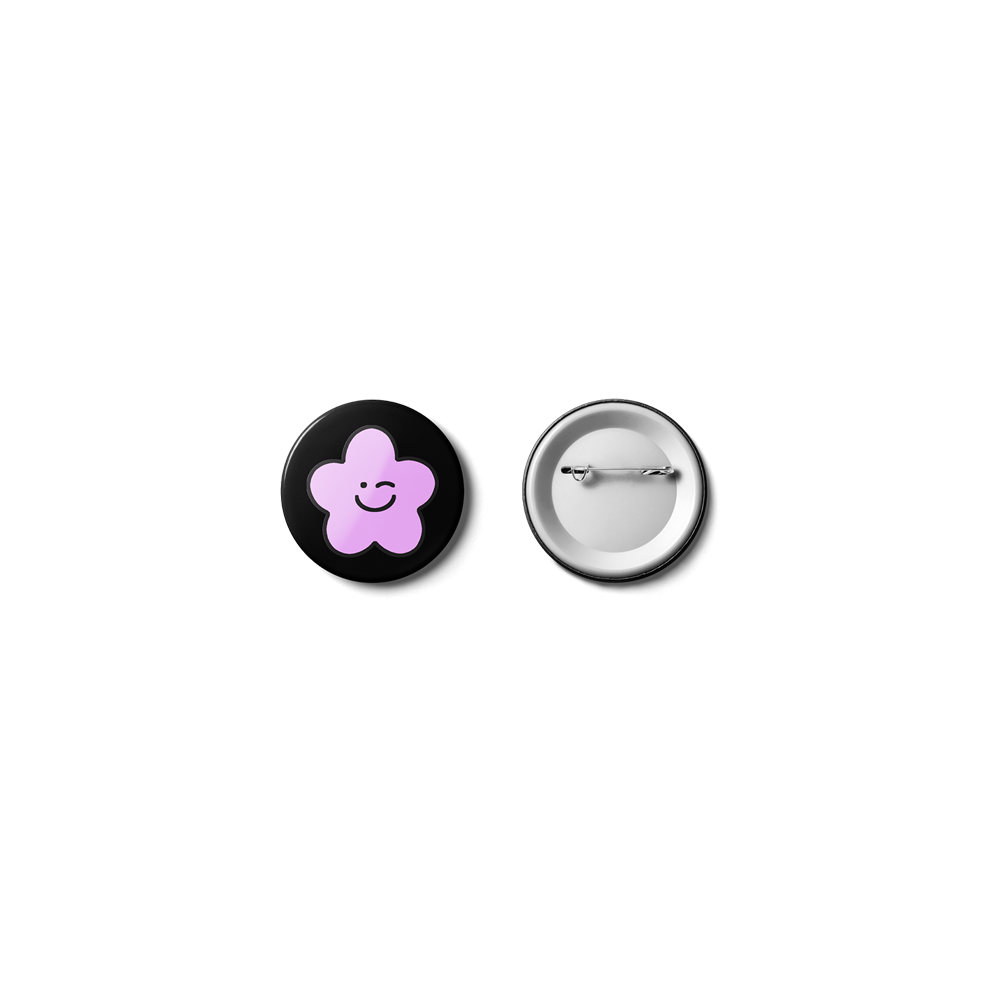 Winky Flower Button Pin